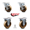 Service Caster 4 Inch High Temp Phenolic Wheel Swivel Top Plate Caster Set with 2 Brake 2 Rigid SCC-20S414-PHSHT-TLB-TP2-2-R-2